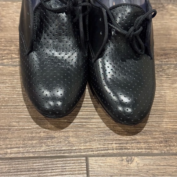 VTG Tic Tac Toes Black Pumps Ballroom Theater Dancing Leather Heels Women 8.5 - Picture 8 of 16